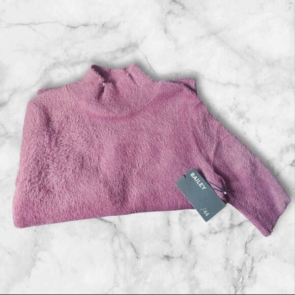 Bailey 44 Tops - BAILEY 44 Maroon Mock Neck Short Sleeve Pullover Shiny Soft Sweater Size Medium